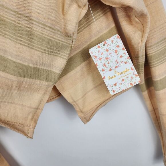 FREE PEOPLE WOMENS SMALL PROSECCO LONG SLEEVE STRIPE SWEATER BAJA NWT NEW SLITS - Picture 3 of 6